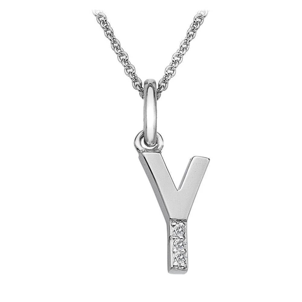 Silver and Diamond Initial Necklace - Image 24