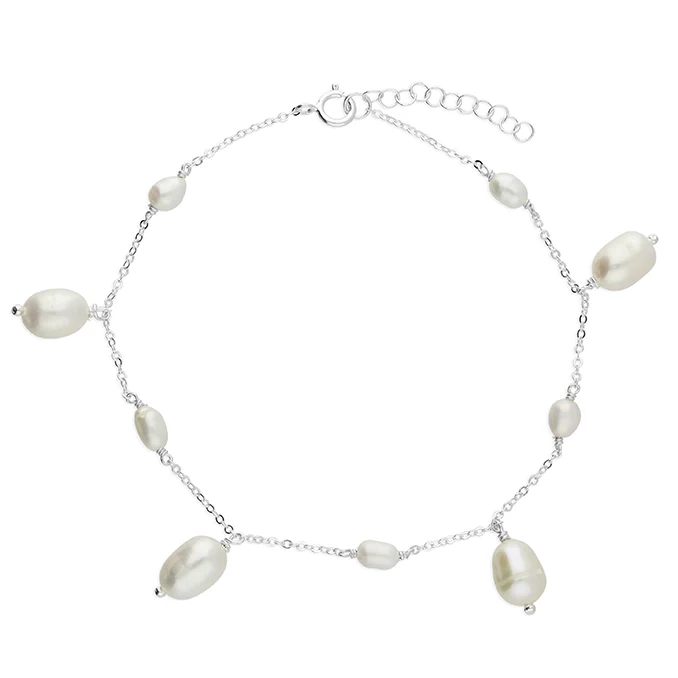 Silver Anklet with Freshwater Pearls