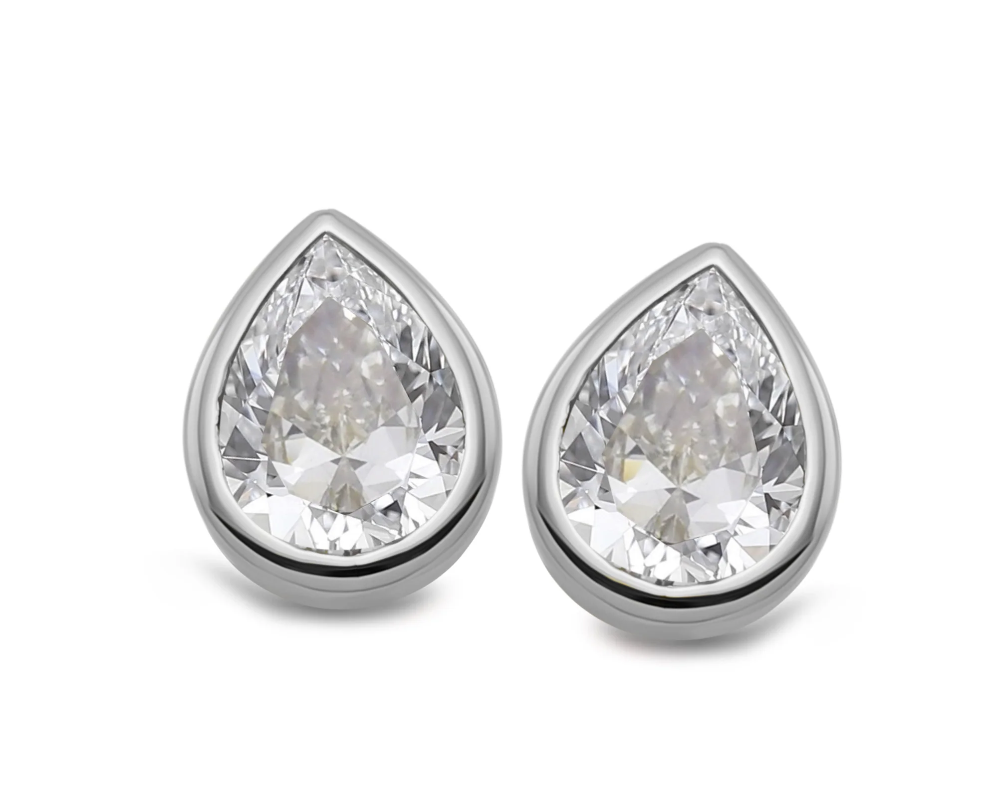 Silver Cubic Zirconia Teardrop Stud Earrings