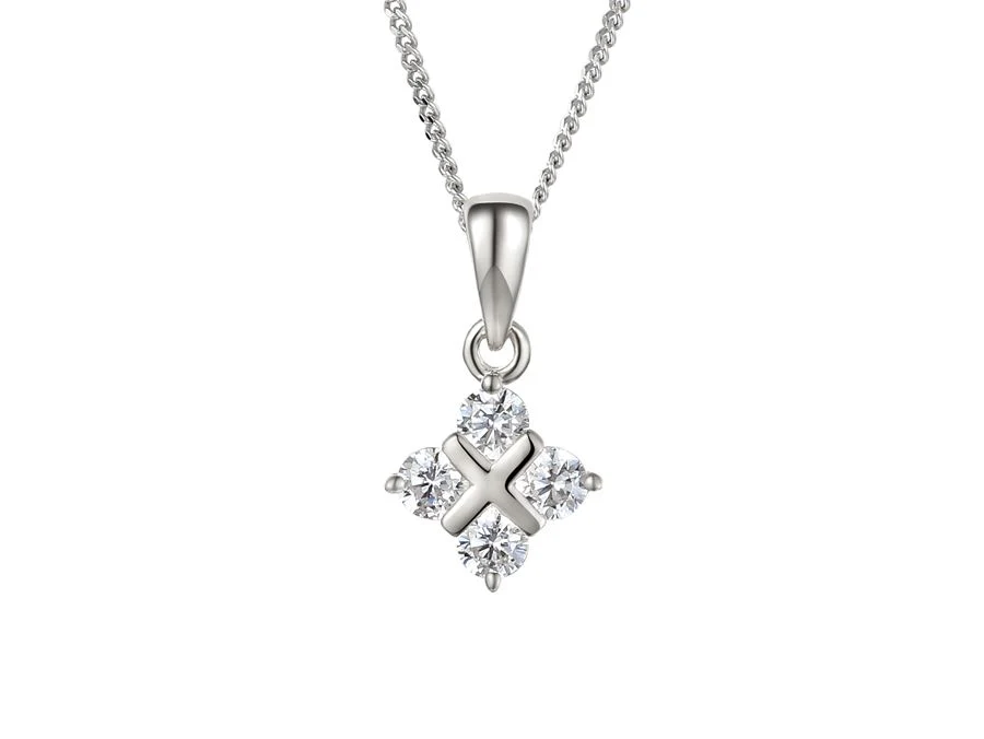Silver CZ Checkerboard Pendant