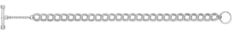 Silver Double Curb Link Bracelet with T-Bar - Image 4