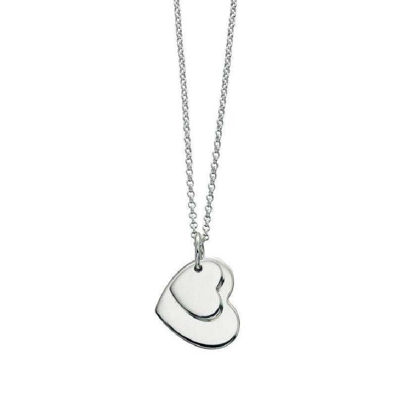 Silver Double Polished Heart Pendant - Can be Engraved