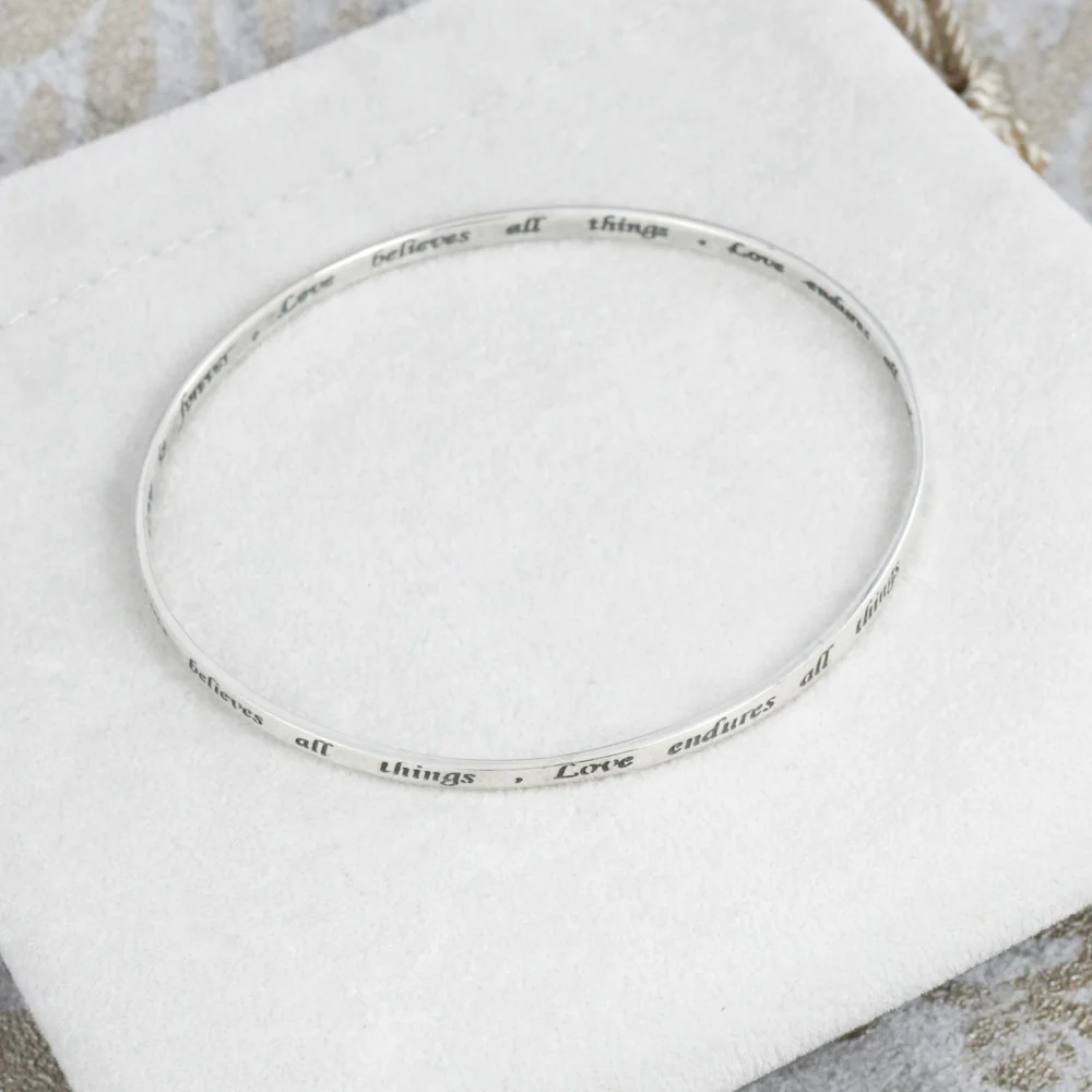 Silver 'Love' Messages Bangle - Image 2