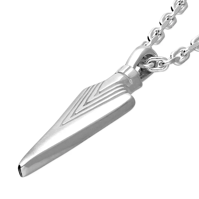 Silver Necklace with Arrow Tip Pendant - Image 2