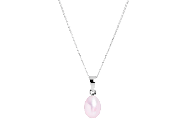 Silver Pendant with Pink Teardrop River Pearl