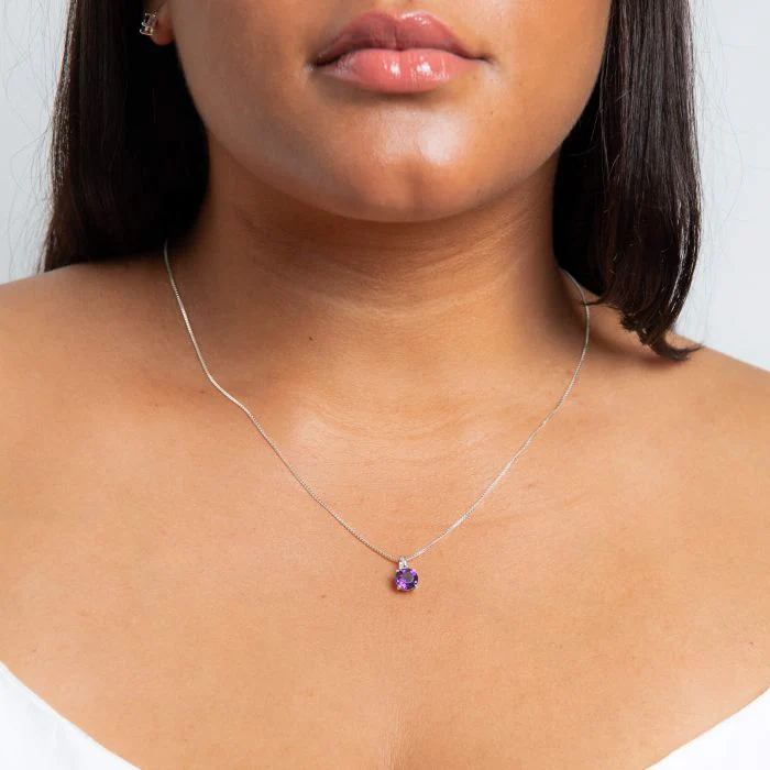 Silver Pendant with Round Amethyst - Image 3