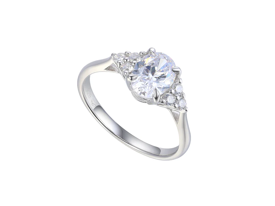 Silver Ring with Oval Cubic Zirconia