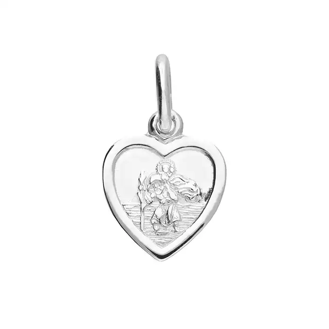 Small Heart-Shaped St Christopher Charm Pendant