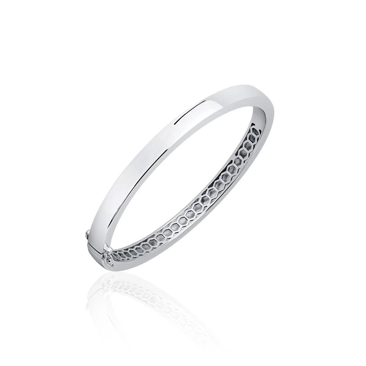 Square Cut Silver Bangle for Ladies 6mm Diameter