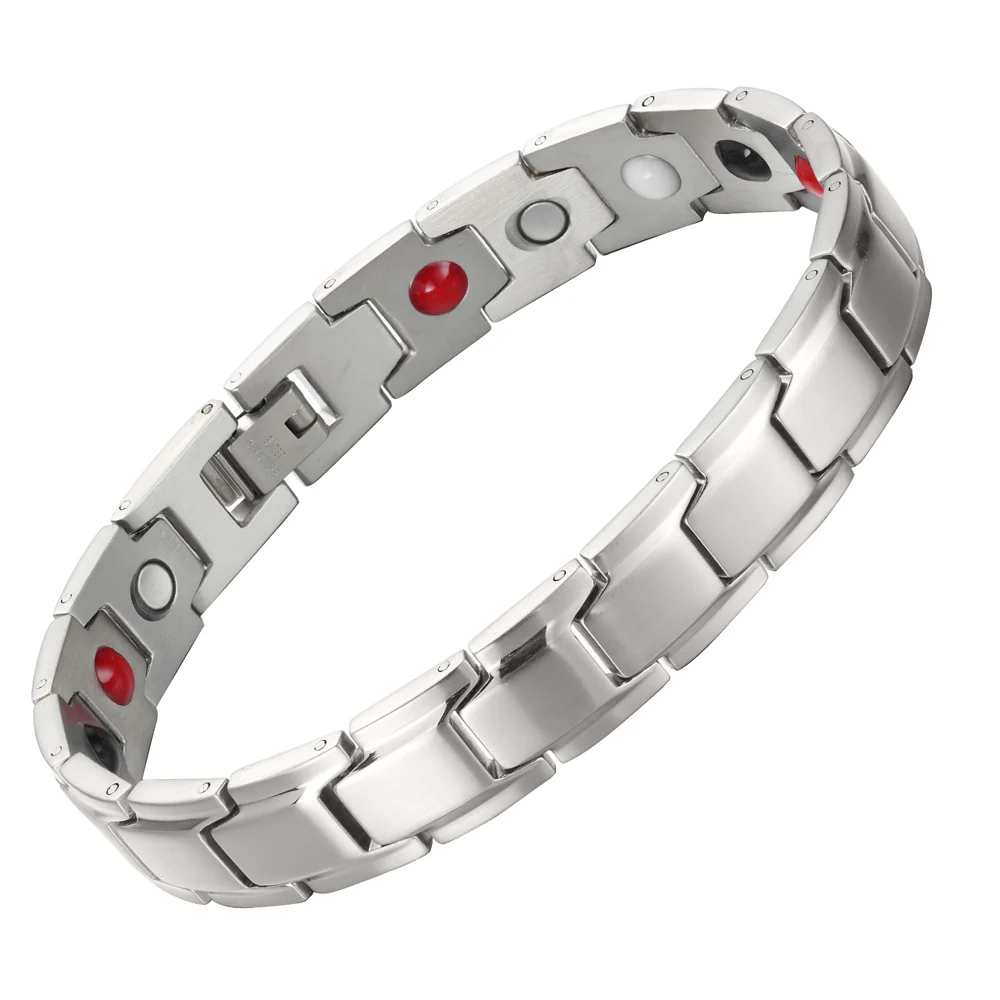 Men's Stainless Steel Link Bracelet with Magnets