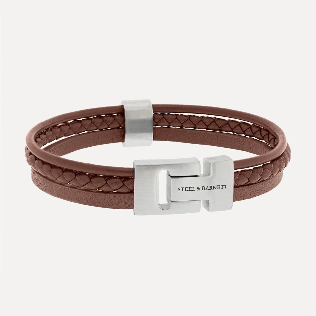 Steel & Barnett Casual Cole Leather Bracelet in Peanut Colour