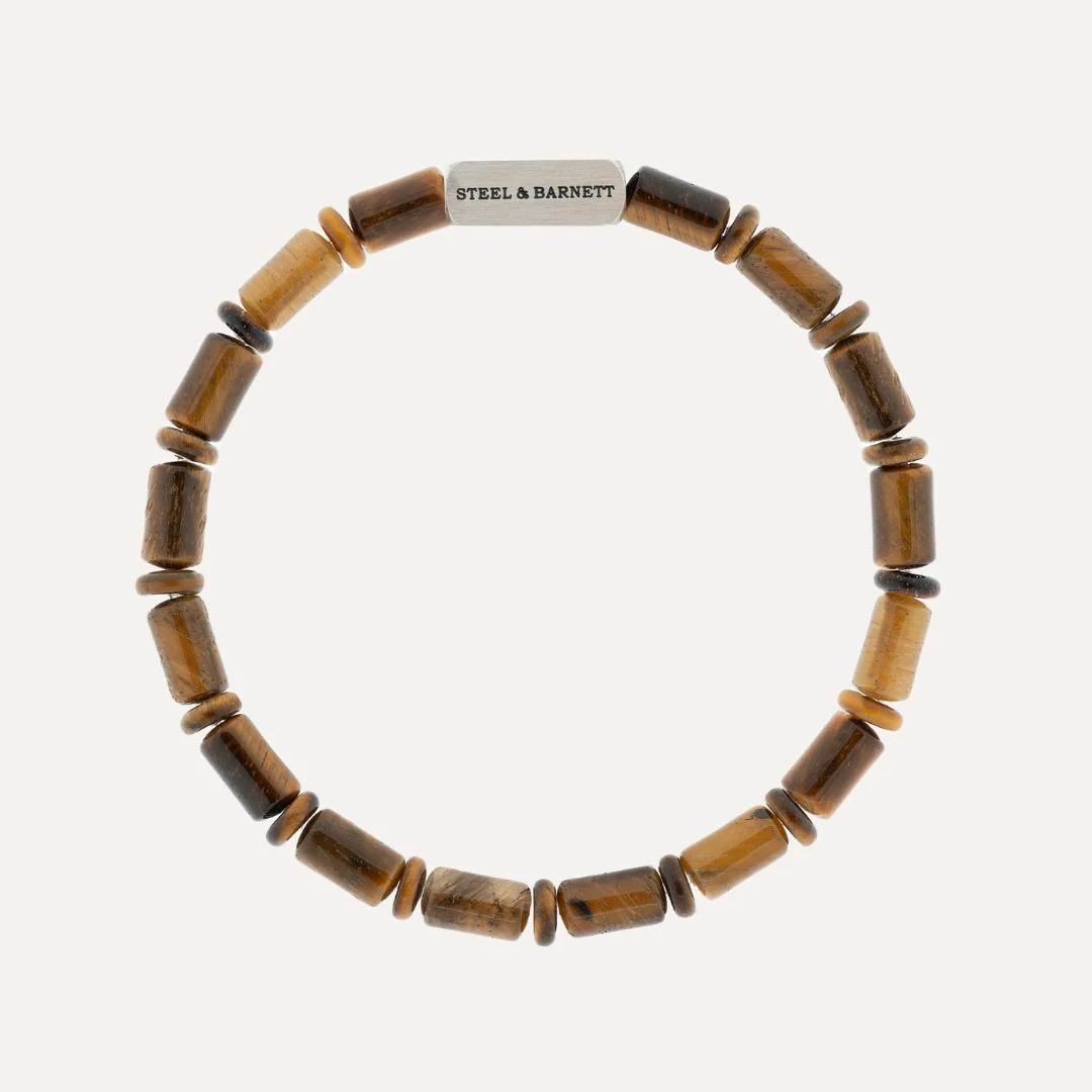 Steel & Barnett Colourful Cal Beaded Bracelet with Tiger's Eye