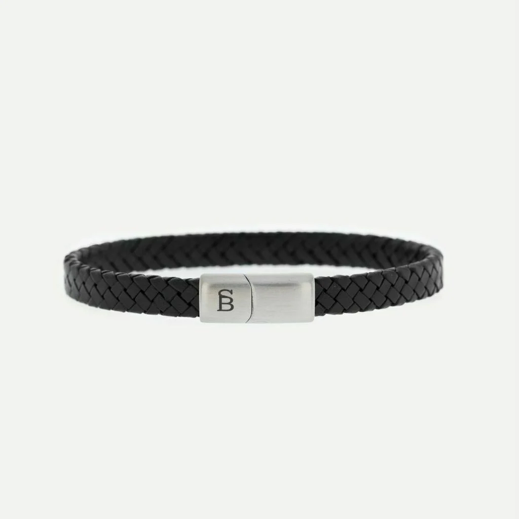 Steel & Barnett Riley Black Leather Bracelet