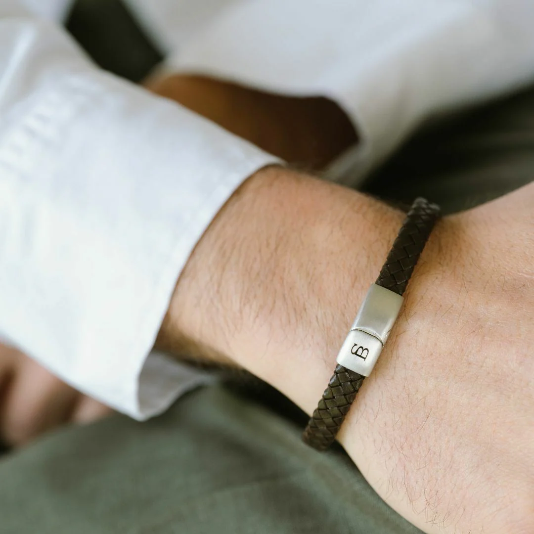 Steel & Barnett Riley Vintage Brown Leather Bracelet - Image 2