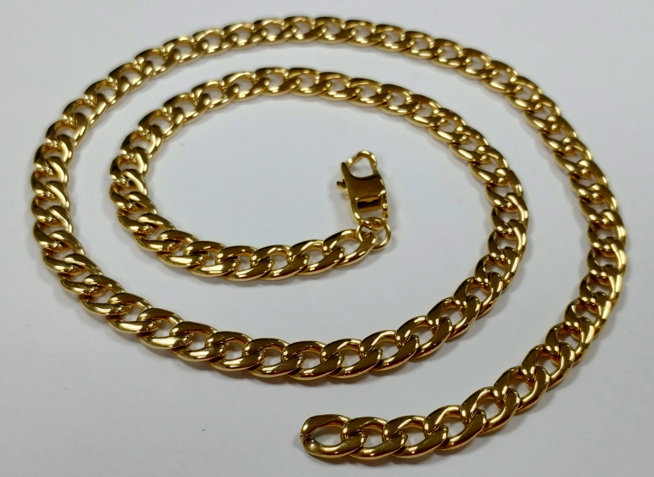 Steel Necklace with Polished Yellow Gold IP Plating - Image 2