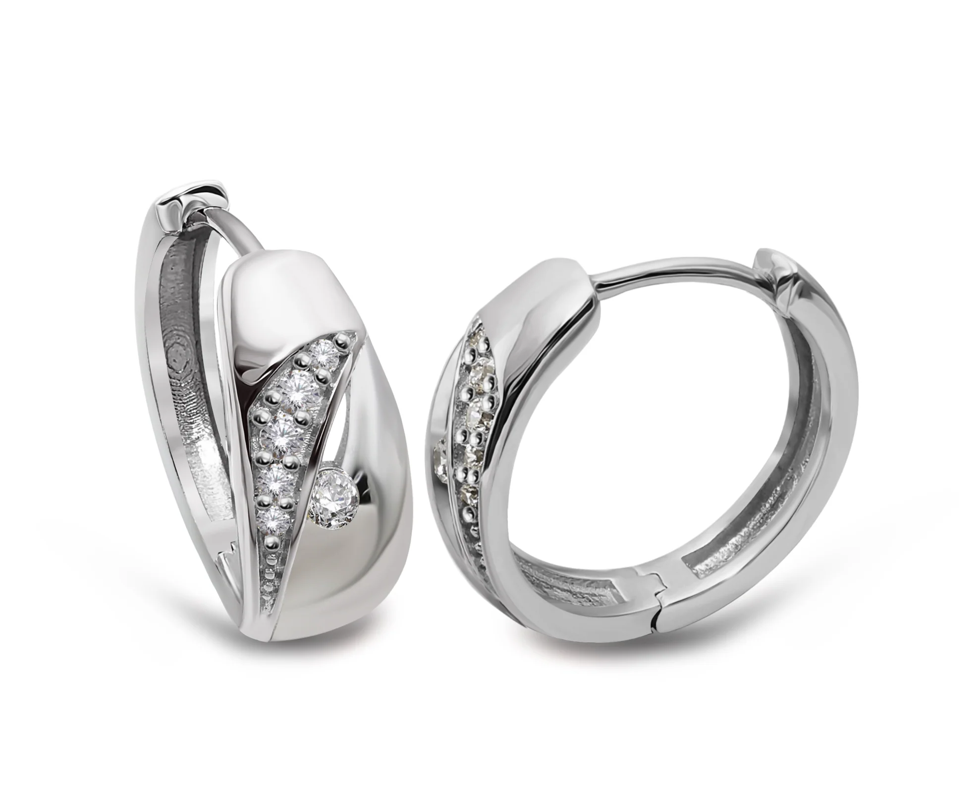 Sterling Silver Hoop Earrings with CZ