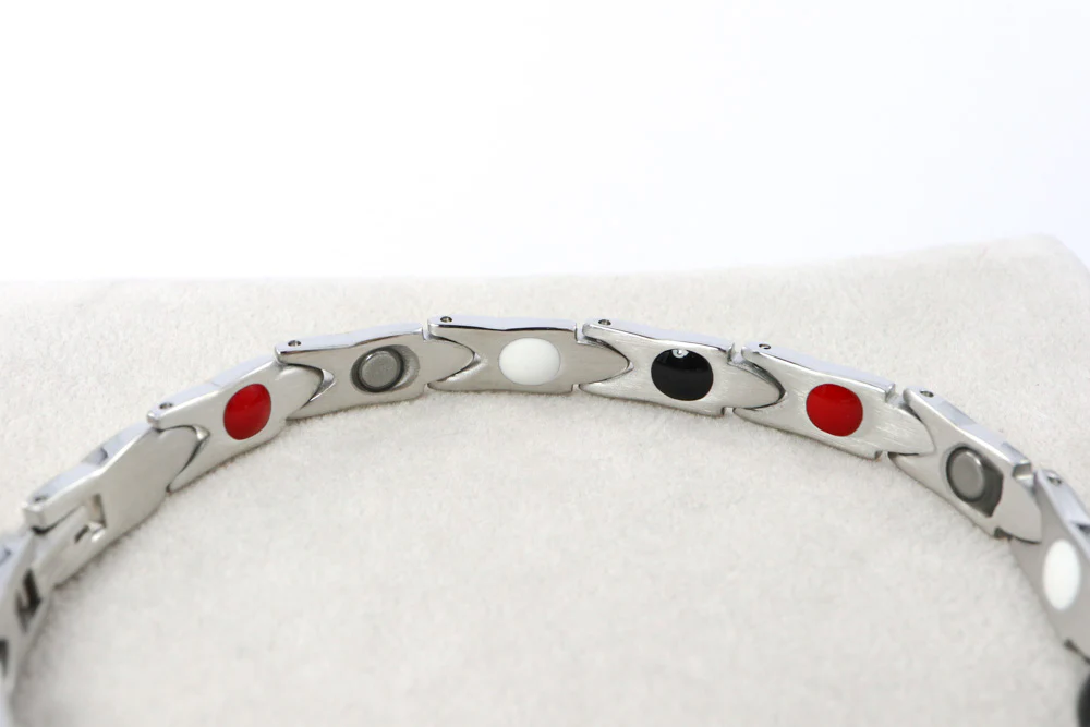Two Tone Stainless Steel Link Bracelet with Magnets - Image 3