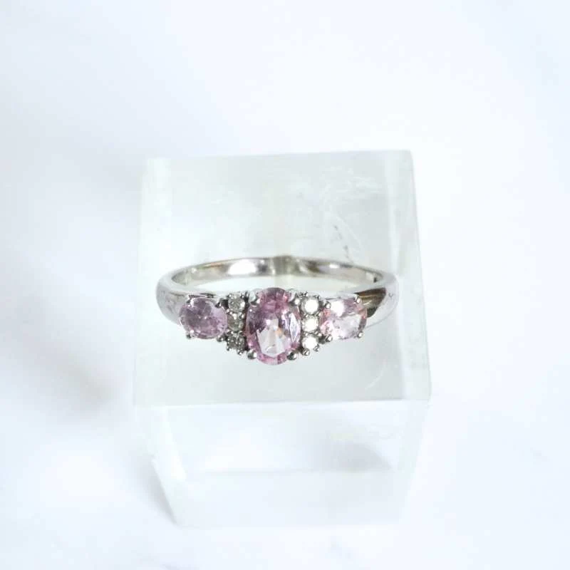 White Gold Pink Sapphire and Diamond Ring - Image 3
