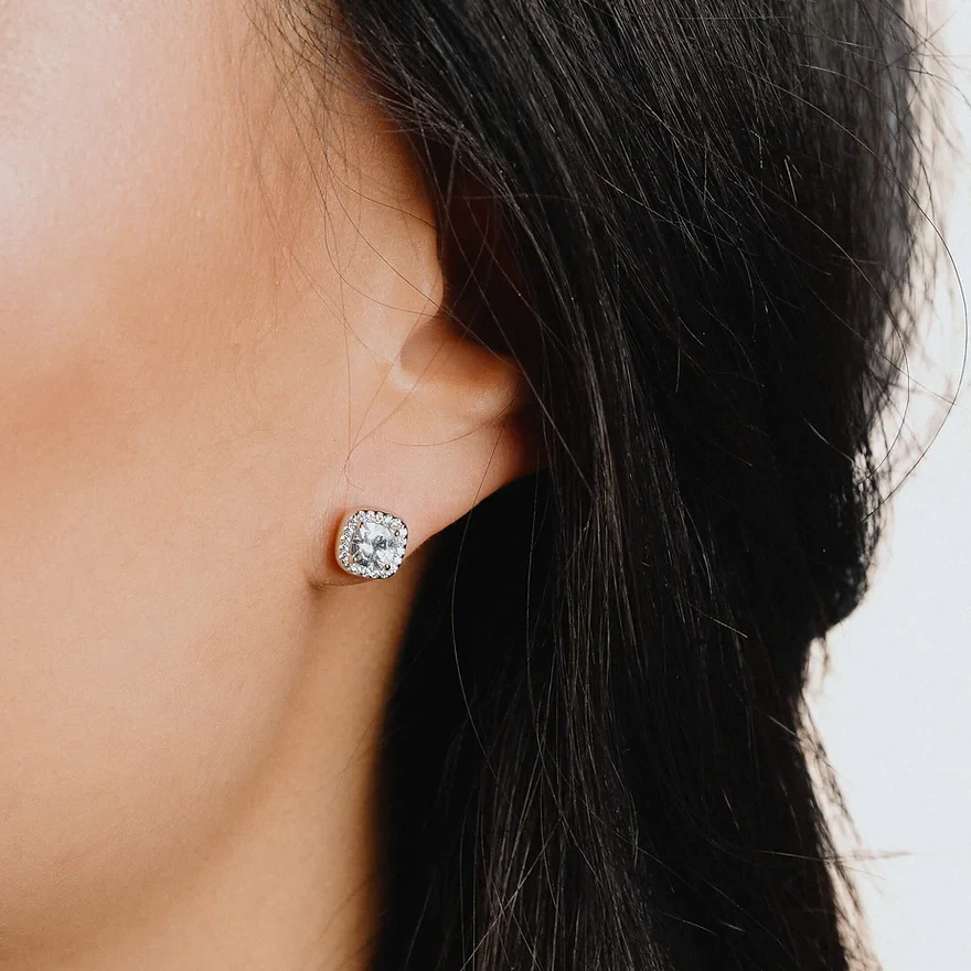 Diamonfire Square Pave Zirconia Stud Earrings - Image 2